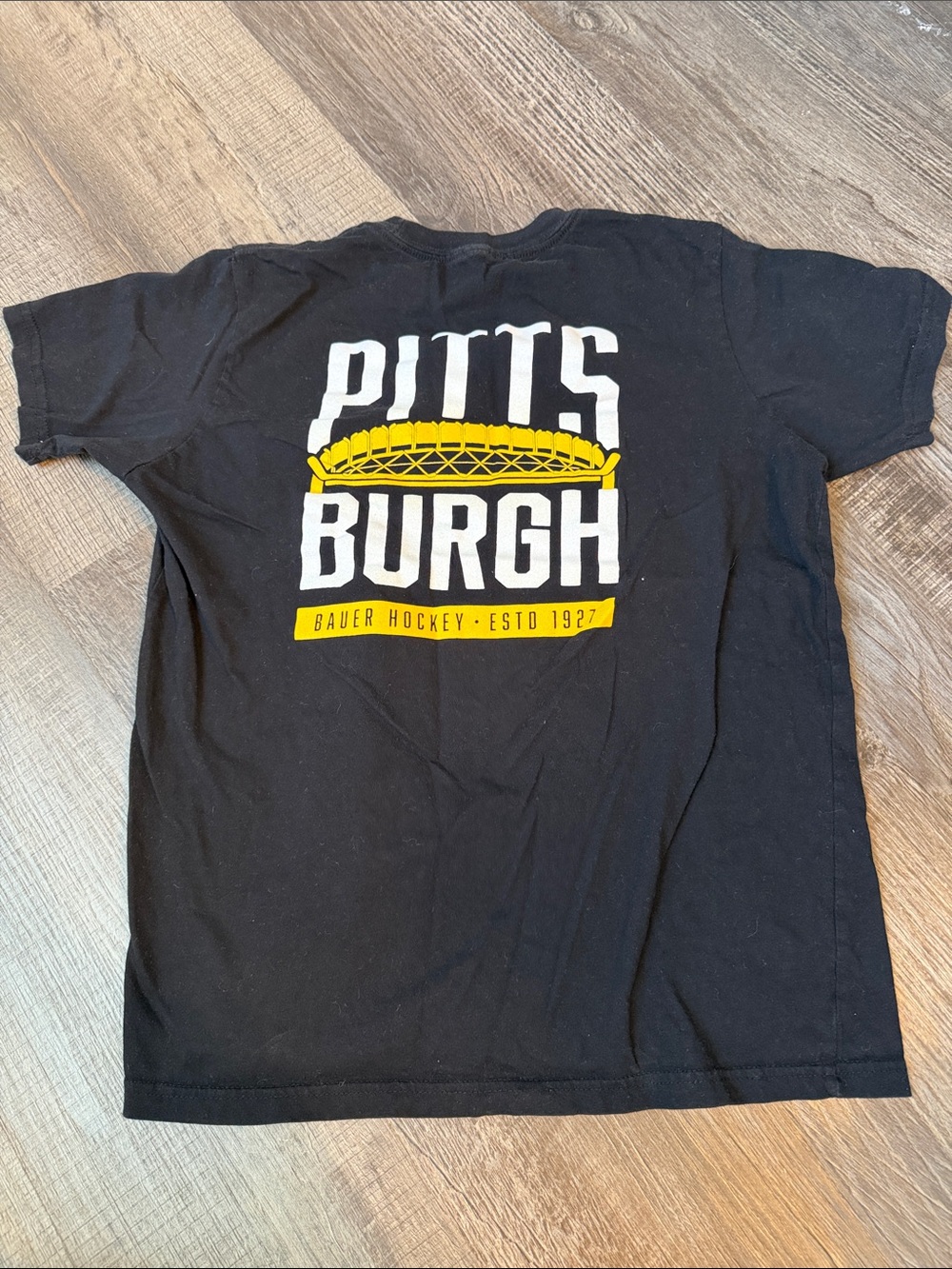 Bauer Black Tee with White and Yellow Pittsburgh Graphic